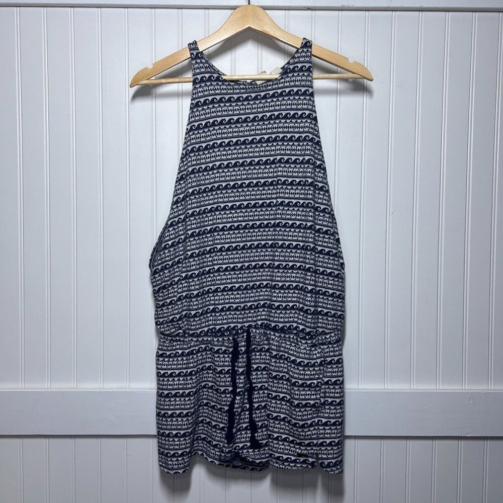 Roxy Romper Navy Surfer Wave Beachy Vacation Resortwear Halter Pockets Shorts